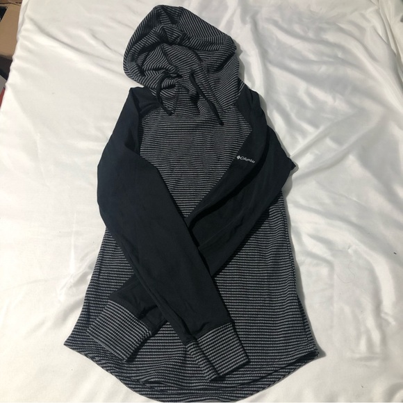 Columbia Waffle Knit Pullover Hoodie Black/Grey Size Small - Picture 1 of 10